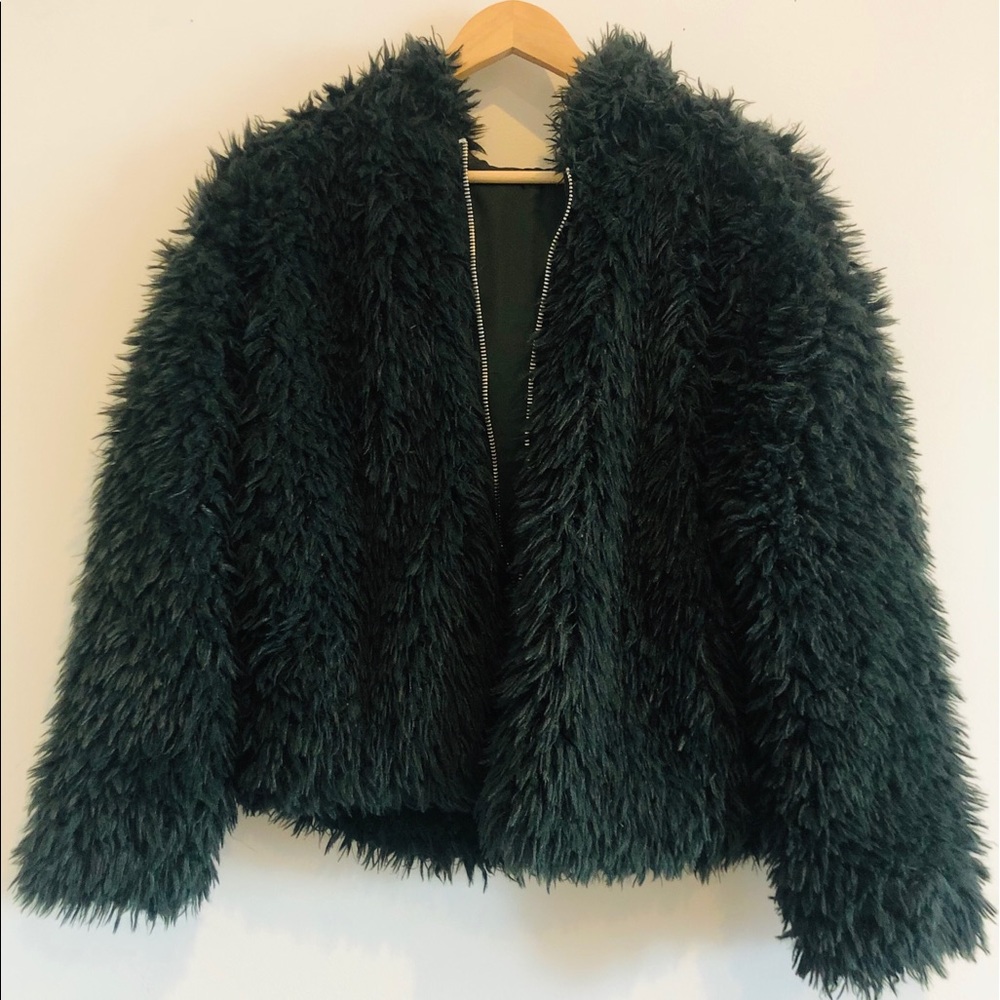 Guess Faux Fur Hooded Zip Jacket